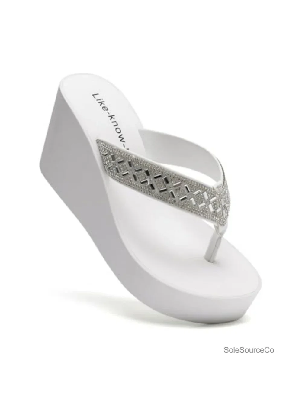 Rhinestone Wedge Sandals Platform Flip Flops Wedding Shoes Dressy